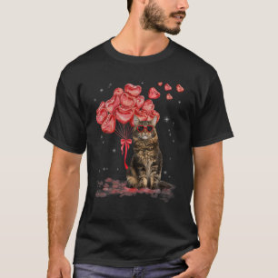Funny Maine Coon Herz Valentinstag Katze Vater Mam T-Shirt