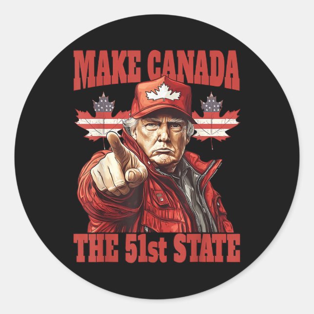 Funny Make Canada 51. Staat Runder Aufkleber (Vorderseite)