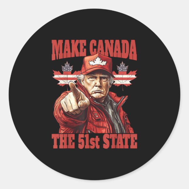 Funny Make Canada 51. Staat Runder Aufkleber (Vorderseite)