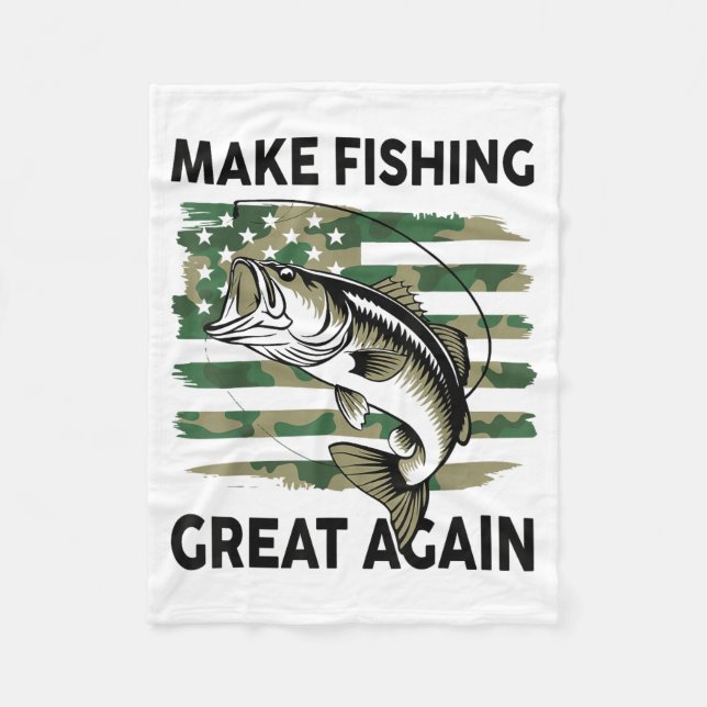 Funny Make Fishing Great Again Camo B Fish America Fleecedecke (Vorderseite)