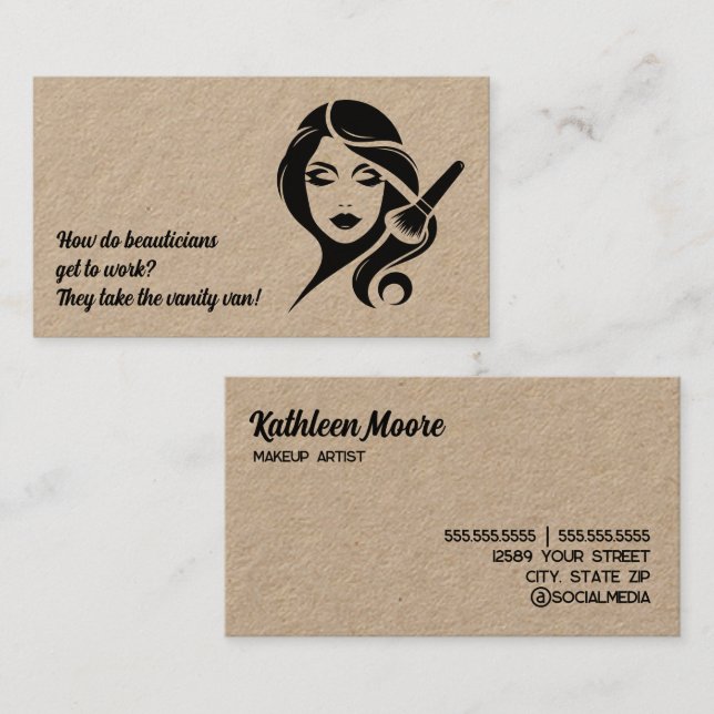 💄 Funny Makeup Beautician Kraft Visitenkarte (Vorne/Hinten)
