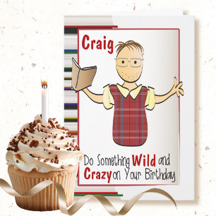 Funny Male Cartoon Book Worm Snarky Birthday Karte