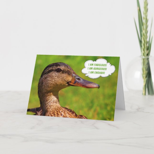 Funny Mallard Duck Affirmation Birthday Karte (Vorderseite)