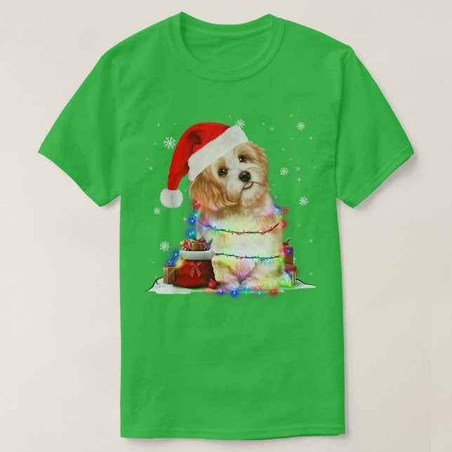 Funny Maltese Dog Tree Weihnachtsbeleuchtung Xmas  T-Shirt (Design vorne)