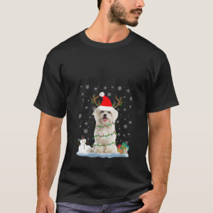 Funny Maltese Dog Ugly Sweater Christmas Lights V T-Shirt