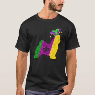 Funny Maltese Hund Mardi Gras Party Maske Beads Hu T-Shirt