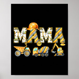 Funny Mama Baubagger Kinder passen Fa Poster