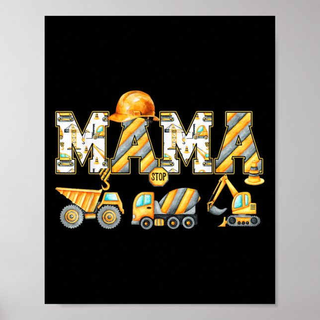 Funny Mama Baubagger Kinder passen Fa Poster (Vorne)