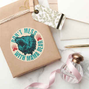 Funny Mama Bear Don't Mess / Mama Green Growling Runder Aufkleber