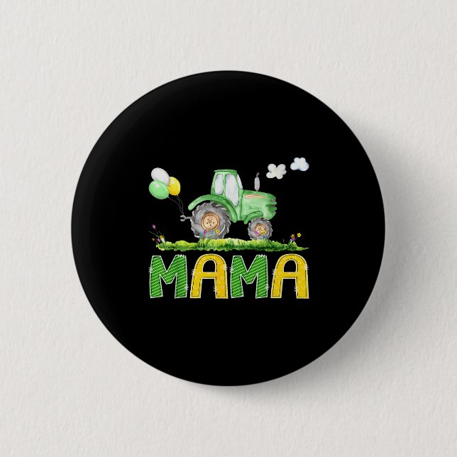 Funny Mama Birthday Boy Tractor Farm Truck Matchin Button (Vorderseite)