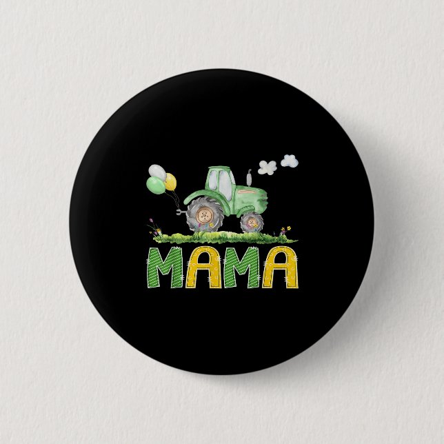 Funny Mama Birthday Boy Tractor Farm Truck Matchin Button (Vorderseite)