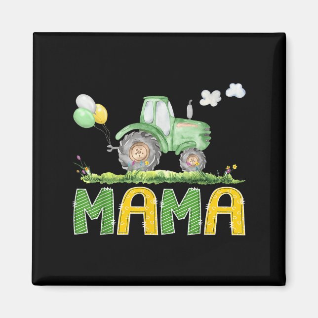 Funny Mama Birthday Boy Tractor Farm Truck Matchin Magnet (Vorne)