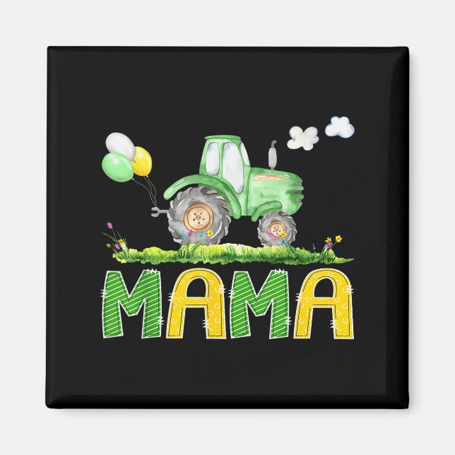 Funny Mama Birthday Boy Tractor Farm Truck Matchin Magnet (Vorne)