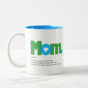 Funny Mama Definition blau/grün Zweifarbige Tasse