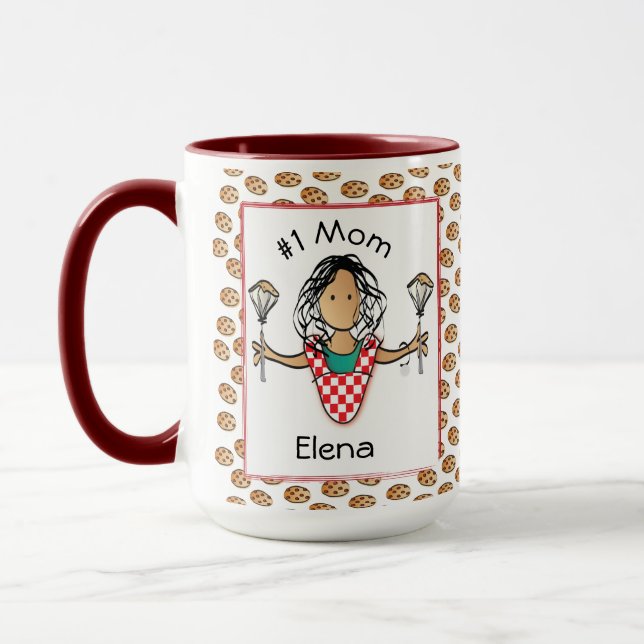 Funny Mama Mutter Ethnisch Weibliche Cartoon Kaffe Tasse (Links)
