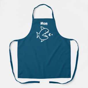 Funny Mama Shark Navy Blue White Cooking Schürze