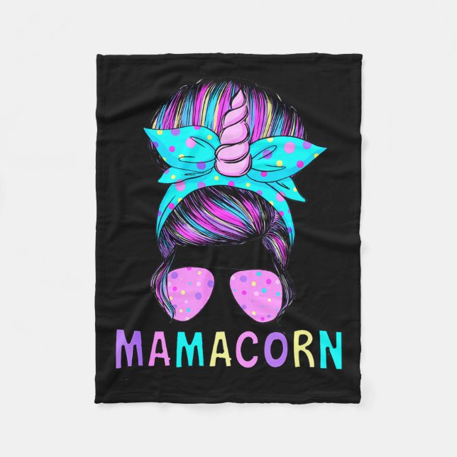 Funny Mamacorn Unicorn Messy Bun Mom Mother's Day  Fleecedecke (Vorderseite)