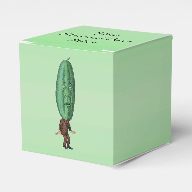 Funny Man Big Pickle Head Brown Anzug Green Geschenkschachtel (Vorderseite)