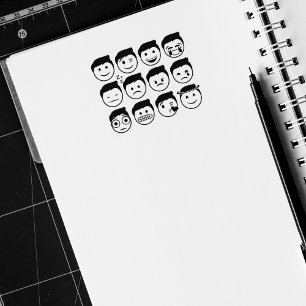 Funny Man Mood Emojis Gummistempel