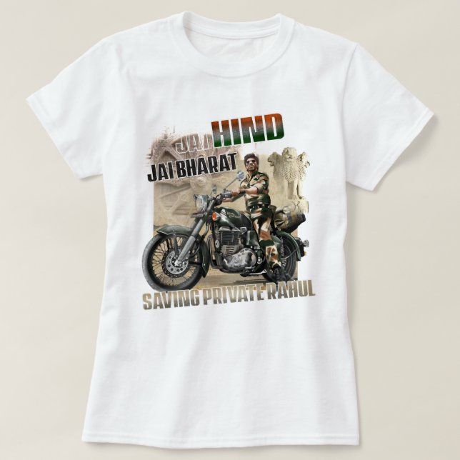 Funny Man Shahrukh Khan Digital Painting Jai Hind T-Shirt (Design vorne)
