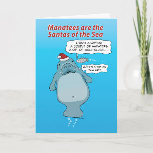 Funny Manatee Claus Christmas Feiertagskarte