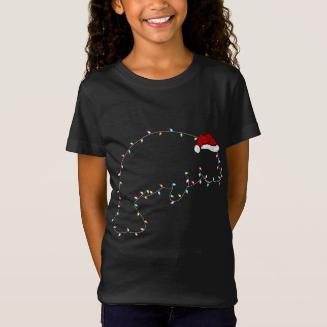 Funny Manatee Xmas Lighting Weihnachtsmannmütze Ma T-Shirt (Vorderseite)