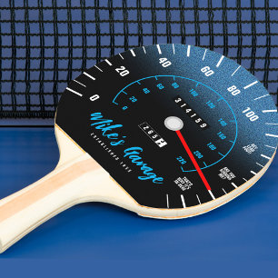 Funny Manly Car Odometer Speedometer Blauer Glitze Tischtennis Schläger