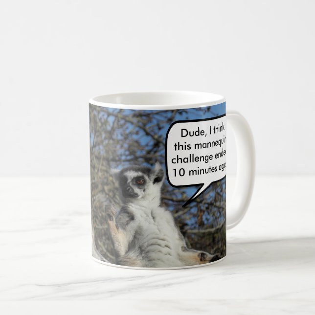 Funny Mannequin Challenge Meme Lemurs Kaffeetasse (VorderseiteRechts)