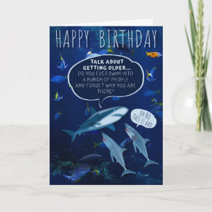 Funny Mans Shark Birthday Aging Spaß Blue Card Karte