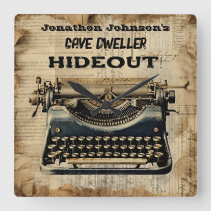 Funny Manuelle Schreibmaschine Wall Clock Quadratische Wanduhr