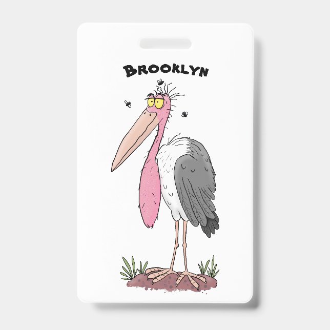 Funny marabou Storch Cartoon Ausweis (Vorderseite)