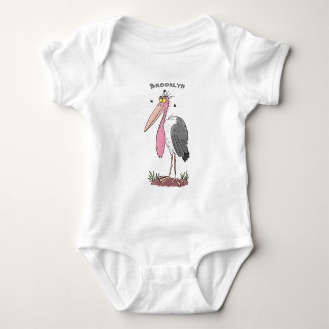 Funny marabou Storch Cartoon Baby Strampler (Vorderseite)
