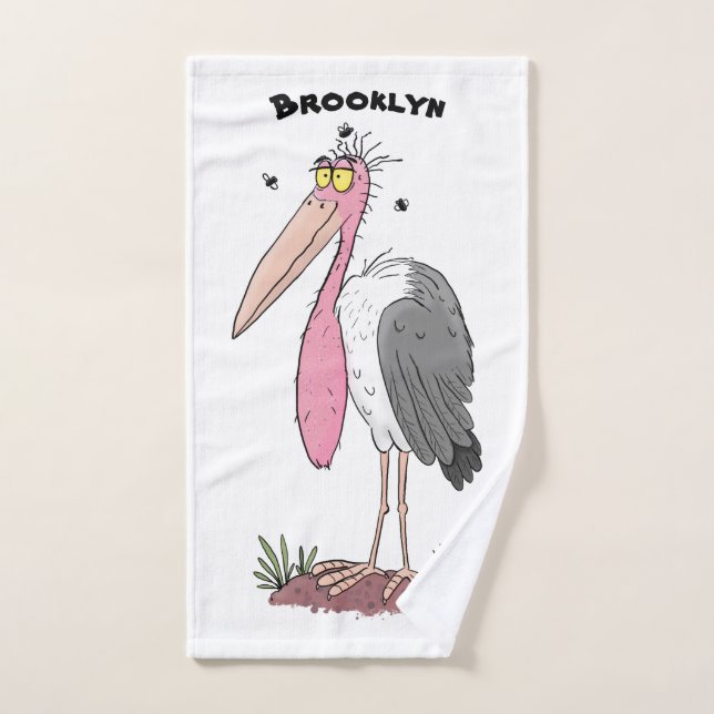 Funny marabou Storch Cartoon Badhandtuch Set (Handtuch)