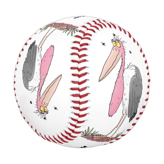 Funny marabou Storch Cartoon Baseball (Schrägansicht)