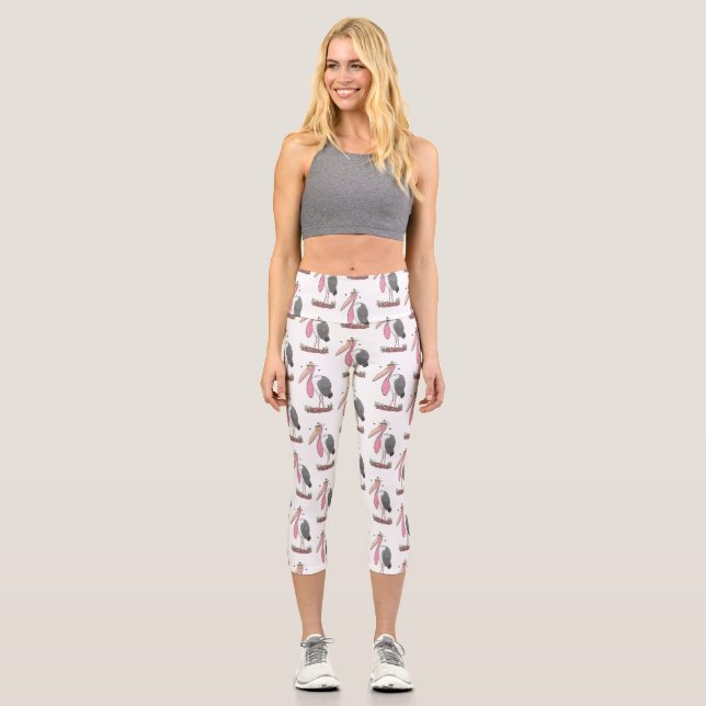 Funny marabou Storch Cartoon Capri Leggings (Vorderseite)