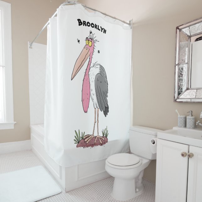 Funny marabou Storch Cartoon Duschvorhang (Beispiel)