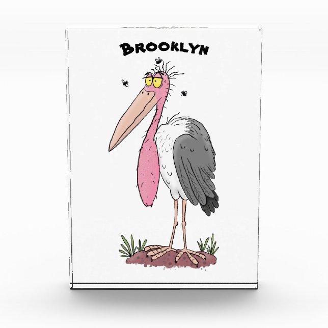 Funny marabou Storch Cartoon Fotoblock (Vorderseite)