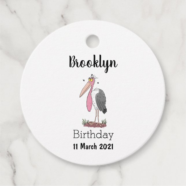 Funny marabou Storch Cartoon Geschenkanhänger (Vorderseite)