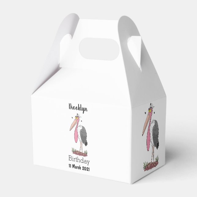 Funny marabou Storch Cartoon Geschenkschachtel (Vorderseite)