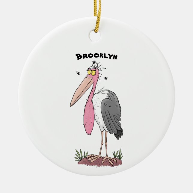 Funny marabou Storch Cartoon Keramik Ornament (Vorne)