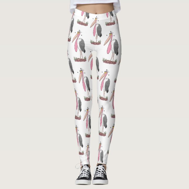 Funny marabou Storch Cartoon Leggings (Vorderseite)