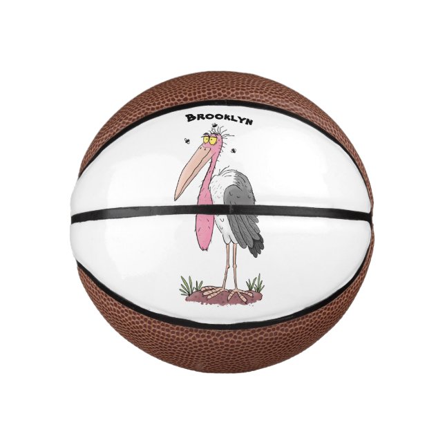 Funny marabou Storch Cartoon Mini Basketball (Vorderseite)