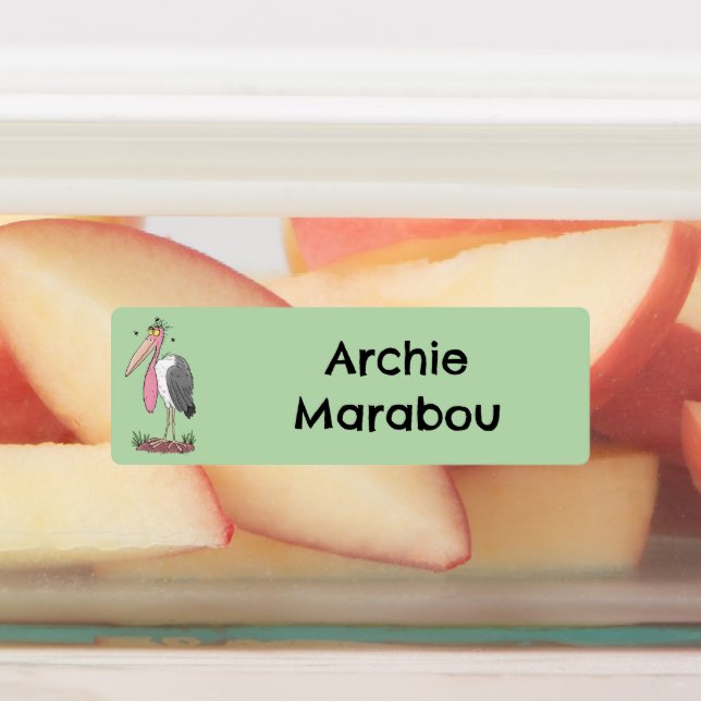 Funny marabou Storch Cartoon personalisiert Etiketten (Befestigt)