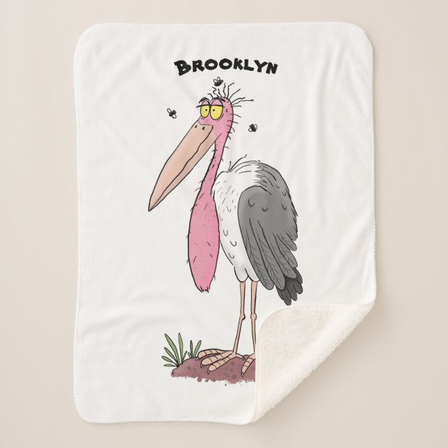 Funny marabou Storch Cartoon Sherpadecke (Vorderseite)