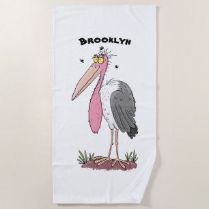 Funny marabou Storch Cartoon Strandtuch