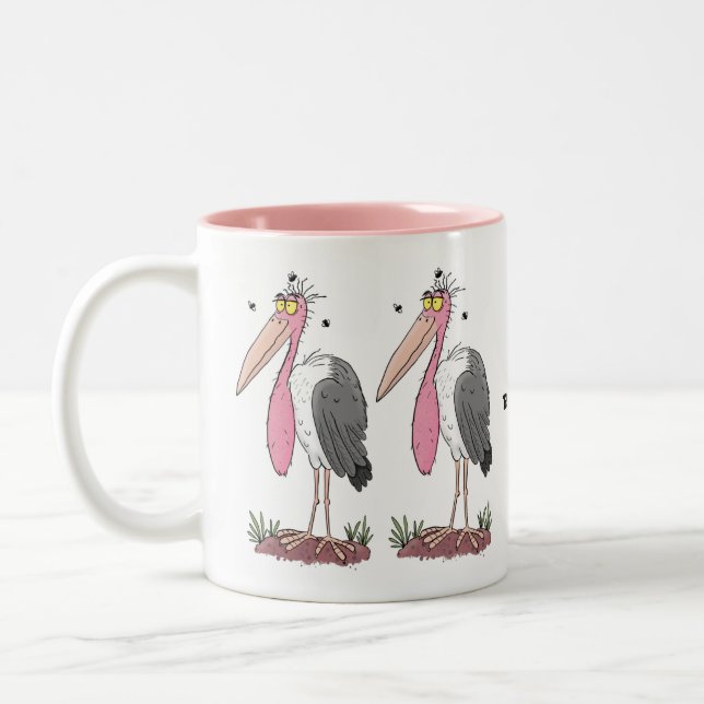 Funny marabou Storch Cartoon Zweifarbige Tasse (Links)
