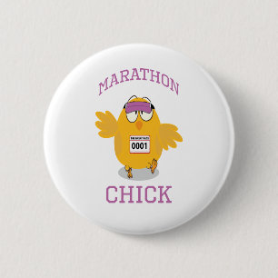 Funny Marathon Chick Button