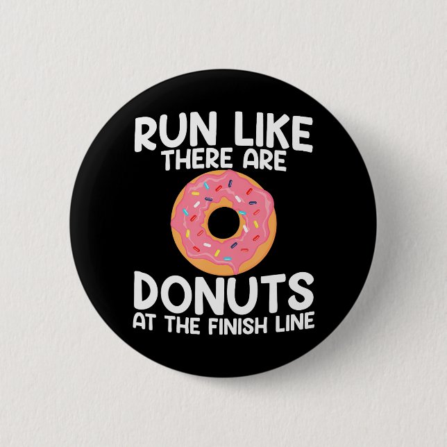 Funny Marathon Running Donut Half Marathon Button (Vorderseite)