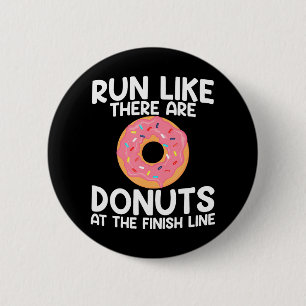Funny Marathon Running Donut Half Marathon Button
