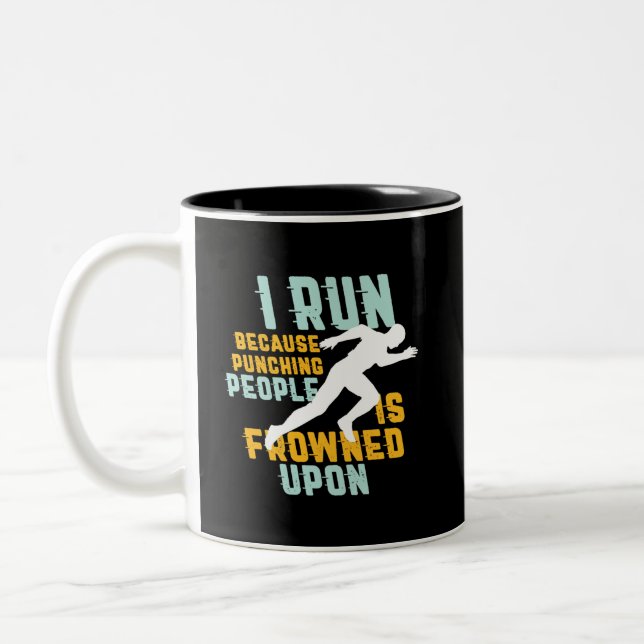 Funny Marathon Running Joggen Workout Übung Zweifarbige Tasse (Links)